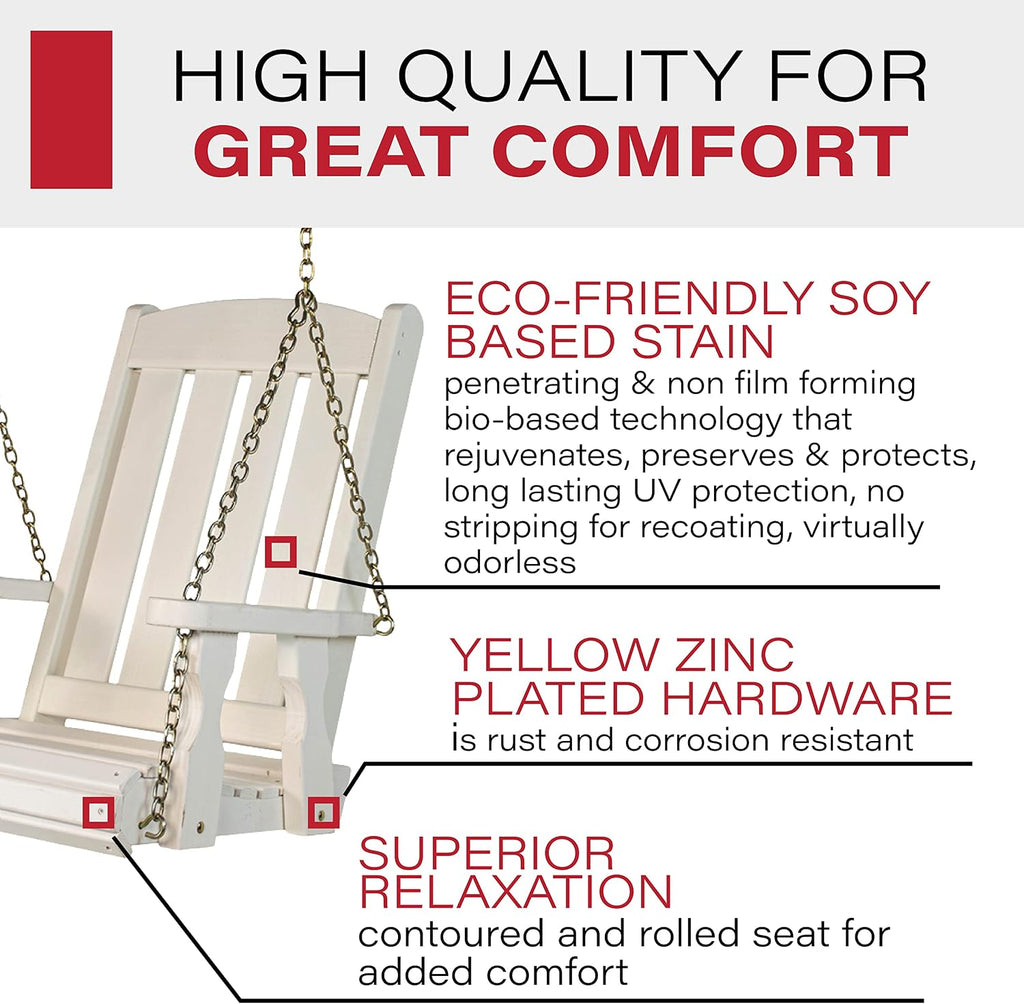 Amish Casual Heavy Duty Mission Pressure Treated Swing Chair (Semi-Solid White Stain)