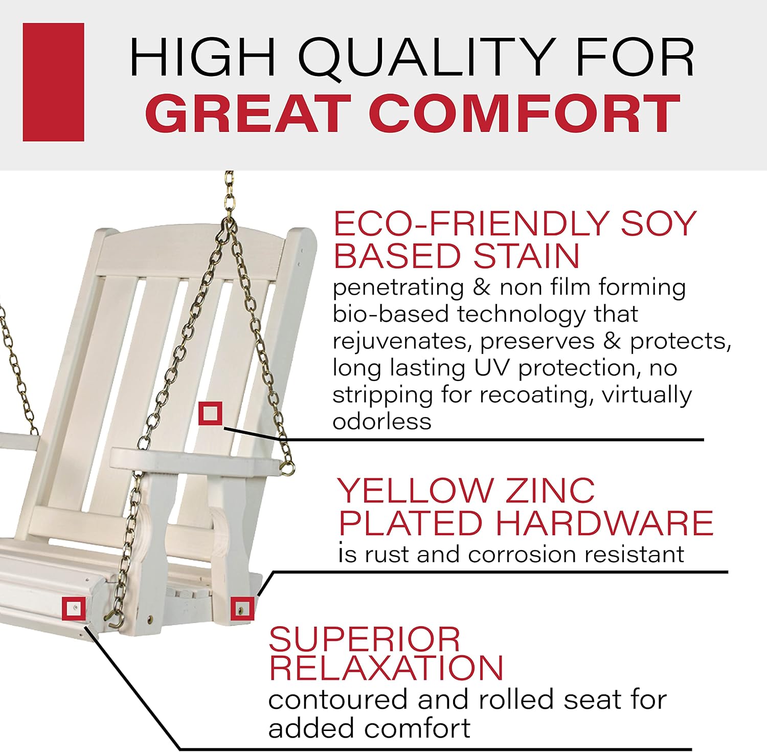 Amish Casual Heavy Duty Mission Pressure Treated Swing Chair (Semi-Solid White Stain)