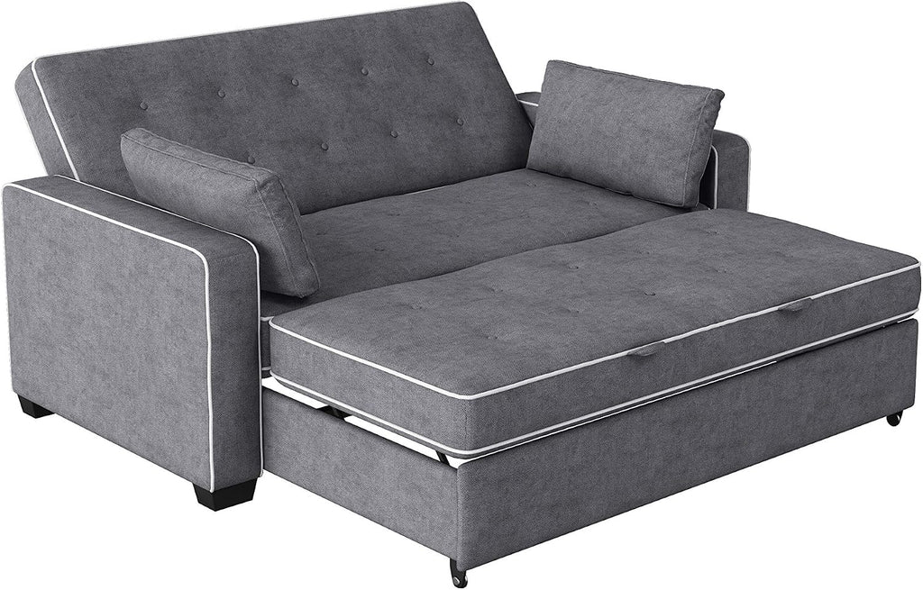 Serta Ainsley 66.5' Convertible Sleeper Loveseat, Full Size, Dreamcoil Comfort, Soft Woven Fabric, Charcoal