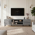 YESHOMY Mid-Century Modern TV Stand for 65-70 Inch TVs, 63 Inch Entertainment Center with Storage, Media Console with Push-to-Open Doors and Cable Management for Living Room, Bedroom(Light Gray)