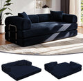 JJJ 78 inch Sofa Bed 4-in-1 Boneless Convertible Corduroy Sleeper Folding Couch with Fixed-Shape Frame and 2 Futons No Assemble Required 3 Seater Upholstered for Living Room (Blue, 78 inch)