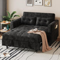 KKL 3 in 1 Convertible Sleeper Sofa Bed, Small Pull Out Couch Bed with Adjustable Backrest, Chenille Little Loveseat Couches with Side Pocket, Futon Sofa Beds Couch for Living Room, Bedroom (Black)