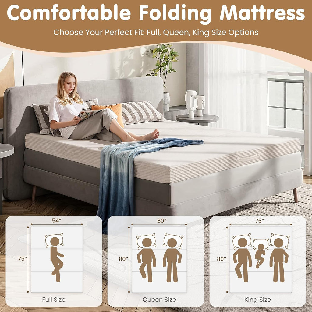 Convertible Sofa Bed Full,5-in-1 Folding Boneless Couch Corduroy Futon Sofa Bed,Tri-Fold Mattress with Removable Armrests & Handle,Sleeper with Pull Out Bed for Small Space Living Room Bedroom