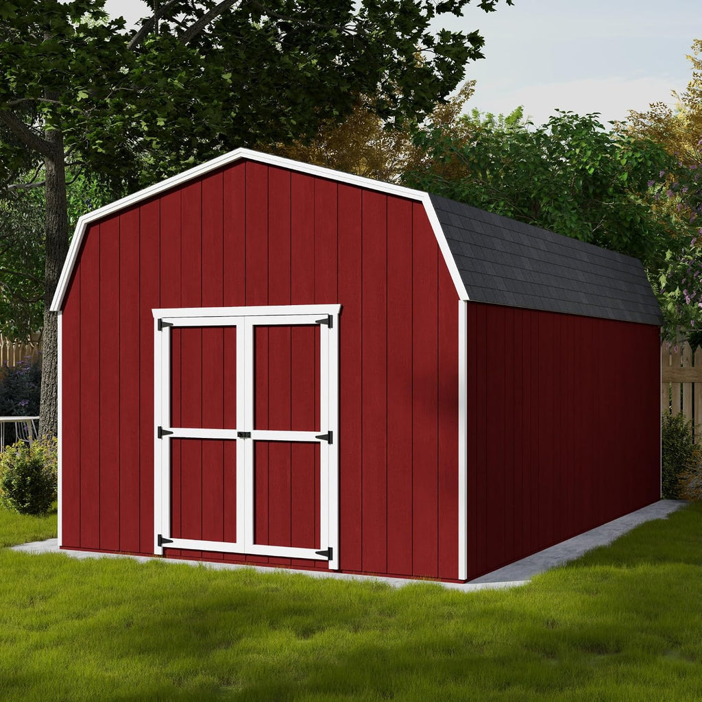 Little Cottage Co. 12x20 Value Gambrel Barn with 6 ft. Sidewalls with Floor, Outdoor Wood Storage Shed Do-It-Yourself Precut Kit