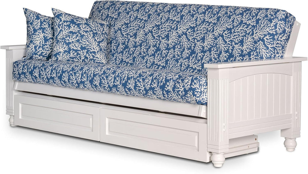 Nirvana Futons Cottage White Futon Frame with Storage Drawers - Queen Size