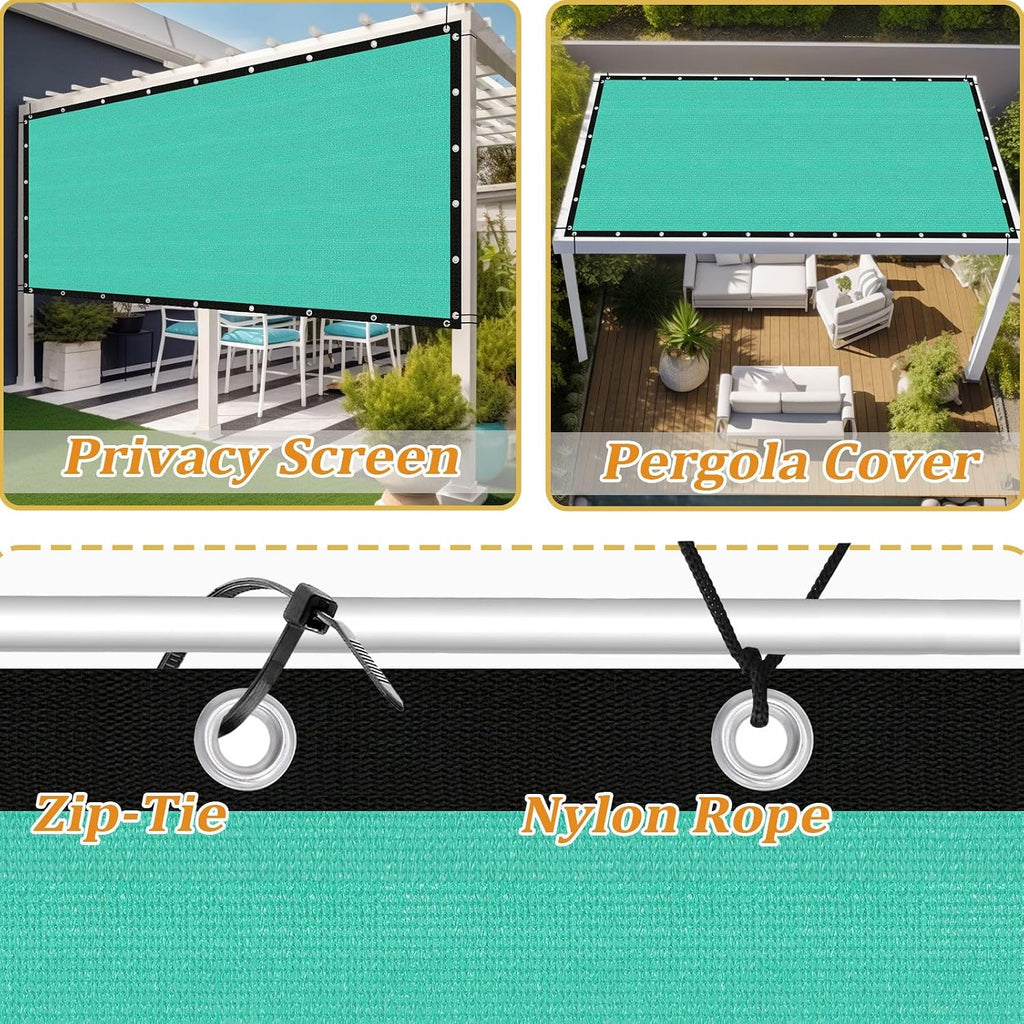 Shade&Beyond Customized Size 90% Sun Shade Cloth with Grommets, 14' X 20' Pergola Shade Cover Canopy, Mesh Tarp Sun Screens for Patio, Outdoor, Garden, Backyard GN05, Turquoise