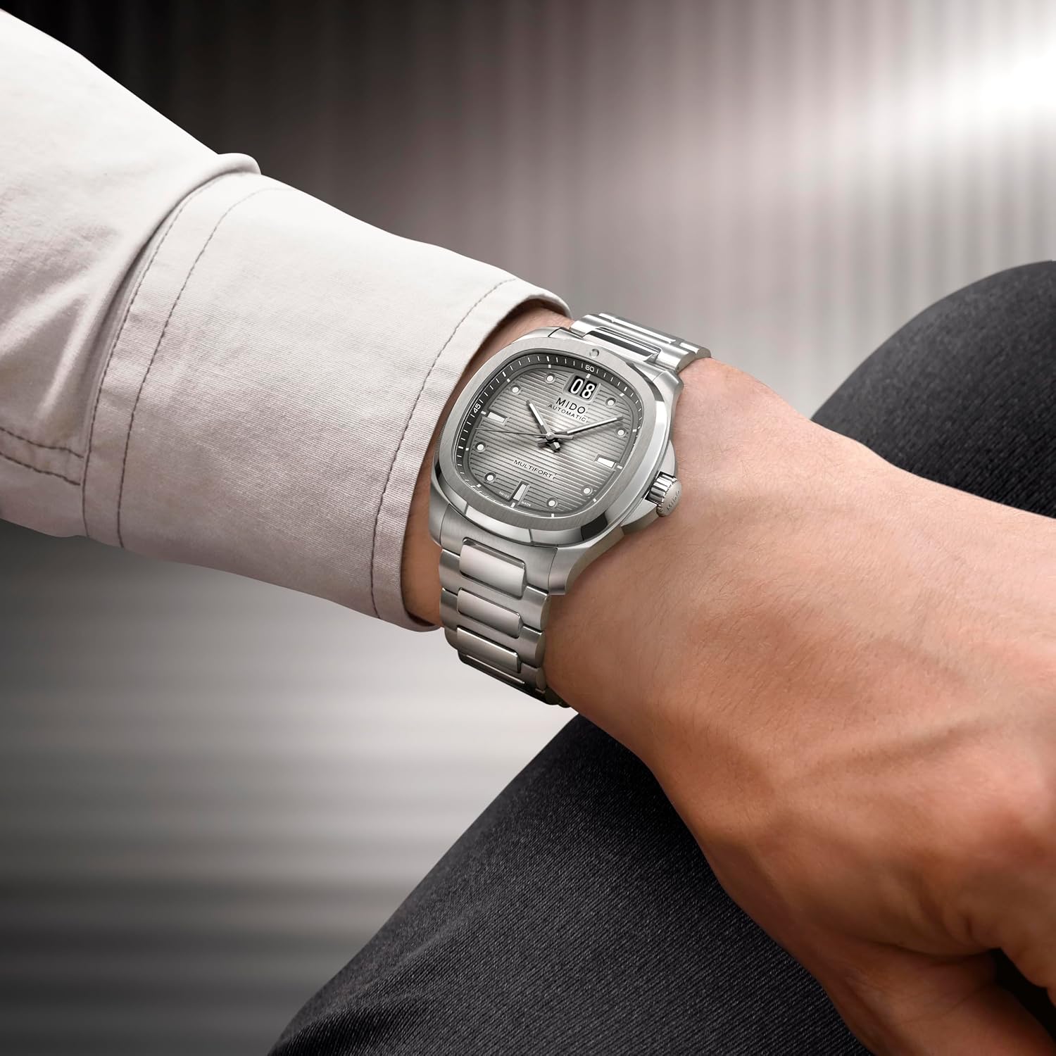 MIDO Multifort TV Big Date - Swiss Automatic Watch for Men - 40mm Case with Transparent Caseback