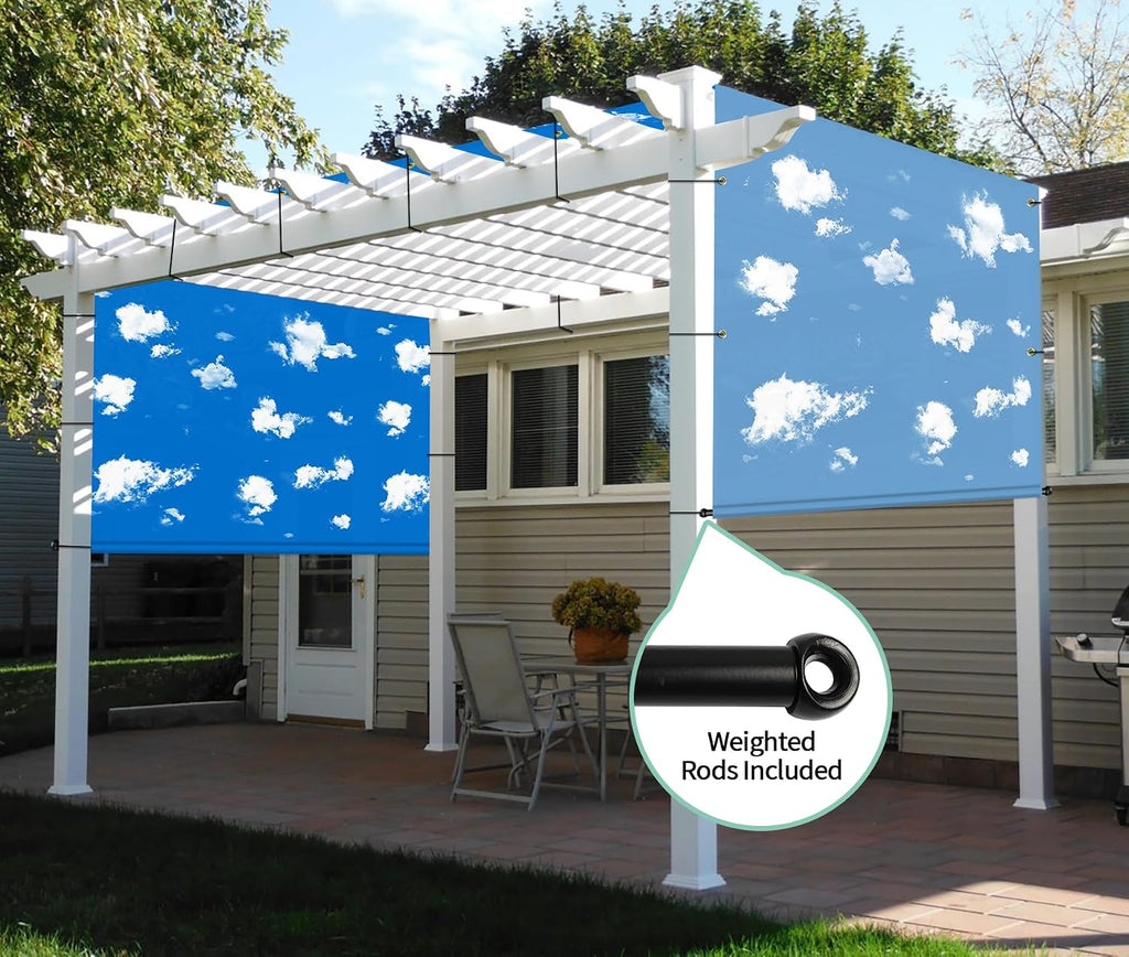 SunnyRoyal Pergola Shade Canopy Cover Waterproof 8' x 4' Replacement Shade Cloth Sail Panelfor Pergola Canopy Outdoor Privacy Patio Porch with Grommets Weighted Rods (Blue Sky)