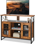 WLIVE TV Stand for 43 Inch TV, Small Entertainment Center with Storage Cabinet & Adjustable Shelves, Farmhouse Industrial TV Stands for Living Room and Bedroom, 32' TV Console, Rustic Brown