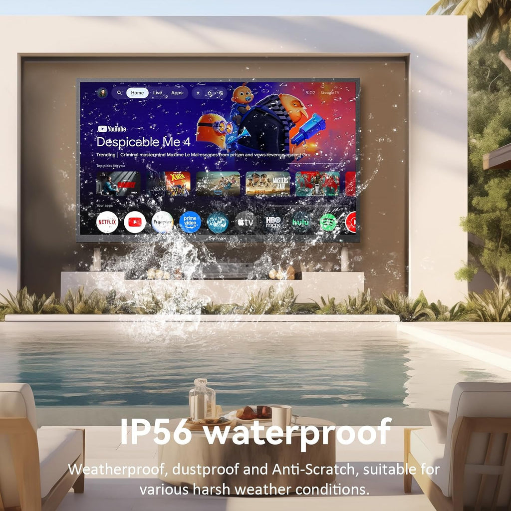 SYLVOX Outdoor TV, 75 inch Smart TV Waterproof Outdoor TVs, 4K Weatherproof Television for Outside, Support Google Assistant, Chromecast, 1000 nit Brightness Partial Sun (Deck Pro 3.0)