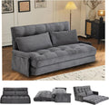 Convertible Futon Sofa Bed with Adjustable Backrest Pillows,Folding Loveseat Sleeper Sofa,Corduroy Pull Out Couches with Side Pocket for Living Room Bedroom Lounge,Grey