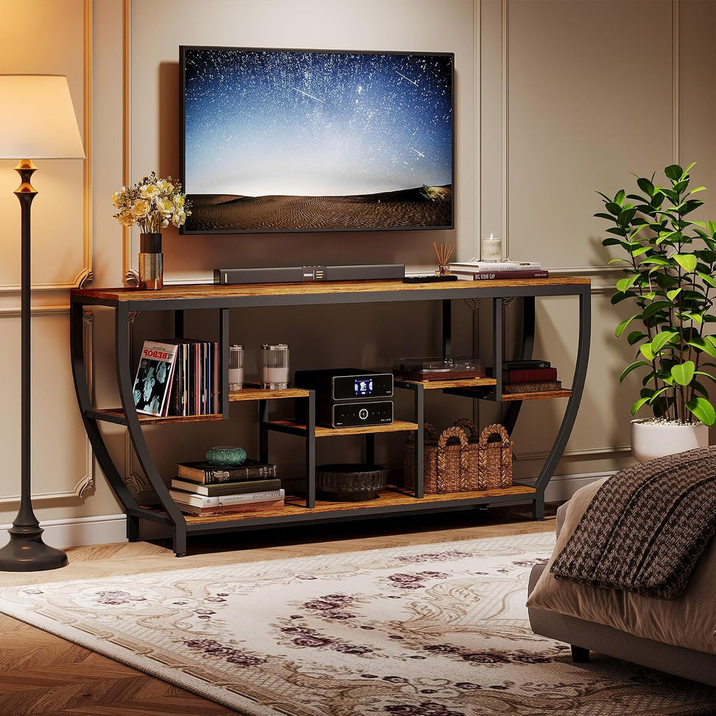 Tribesigns TV Stand for Televisions up to 80 Inches, 70.9 Inches Entertainment Center with Storage Shelves, Wood TV Media Console Table Unit for Living Room, Bedroom, Rustic Brown
