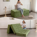 MAXYOYO 6' Folding Sofa Bed for Floor, Tufted Tri-Fold Floor Mattress with Chenille Fabric, Twin Size Portable Sofa Couch Guest Mat for Adults, Foldable Topper for Camping, Green, 35.4'x75'