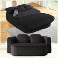 Antetek Convertible Sleeper Sofa, Modern Folding Futon Chenille Floor Foam Compression Loveseat Sofa Bed Couch, Foldable Full Size Guest Bed with 4 Pillows for Living Room Bedroom Apartment, Black