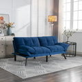 Convertible Futon Sofa Bed for Small Spaces, Modern Multi-Functional Sleeper with Adjustable Backrest, Tufted Brown Fabric Couch for Living Room, Apartment, Dorm (Navy Blue)
