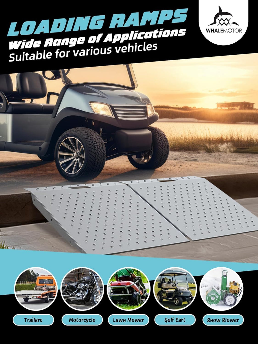 WHALEMOTOR Shed Ramp 2PC, Loading Ramp for Riding Mower, 29' L x48 W, 1500 lbs Capacity, Shed Storage Ramps for Sheds, Garages, Barns, ATV, Lawnmower, Golf Cart, Sturdy Anti-Slip Ramps