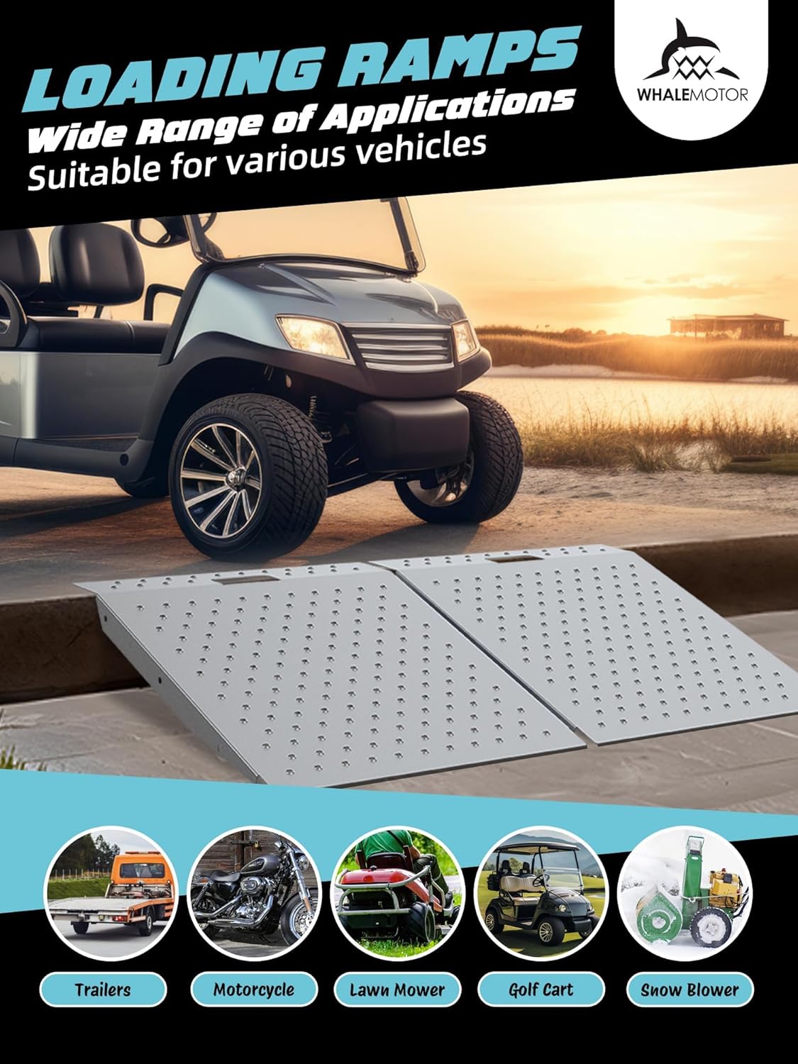 WHALEMOTOR Shed Ramp 2PC, Loading Ramp for Riding Mower, 29' L x48 W, 1500 lbs Capacity, Shed Storage Ramps for Sheds, Garages, Barns, ATV, Lawnmower, Golf Cart, Sturdy Anti-Slip Ramps
