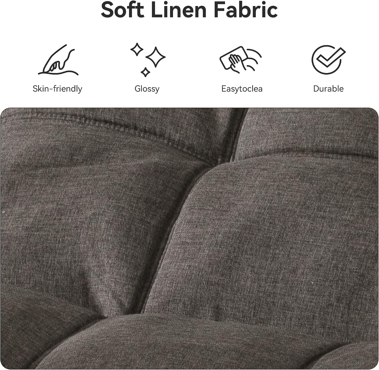 Vipbear 71' Convertible Futon Sofa Bed,Grey Linen Fabric Futon Couch with Detachable Cushion,Adjustable Backrest & Armrest,Modern Loveseat Sleeper Recliner for Living Room,Office,Apartment