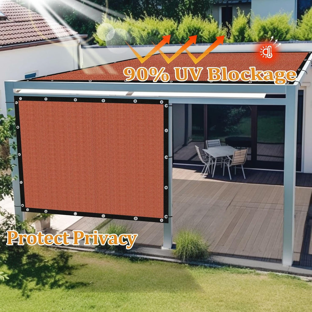 Shade&Beyond Customized Size 90% Sun Shade Cloth with Grommets, 14' X 20' Pergola Shade Cover Canopy, Mesh Tarp Sun Screens for Patio, Outdoor, Garden, Backyard GN08, Rust Red
