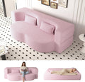 CAPCAEK Folding Foam Sofa Bed,15' Full Size Floor Couch,Convertible Teddy Fabric Foam-Filled Sleeper Futon Loveseat Couch for Living Room, Guest Use, Office, Apartmen (Pink)