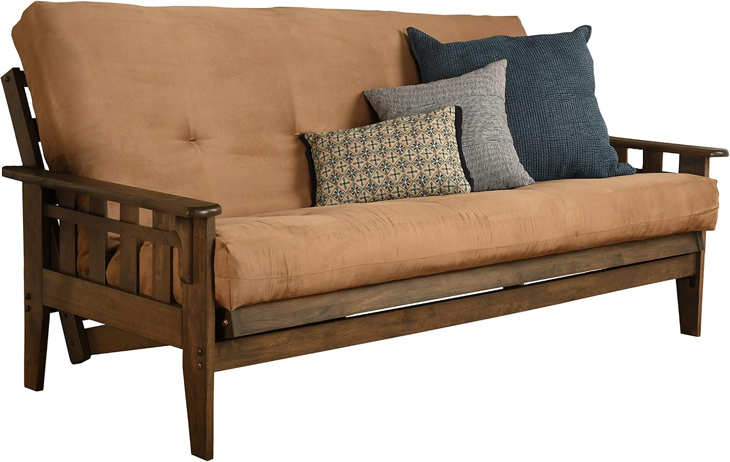 Kodiak Furniture Tucson Full Size Futon Set In Rustic Walnut Finish, Suede Peat