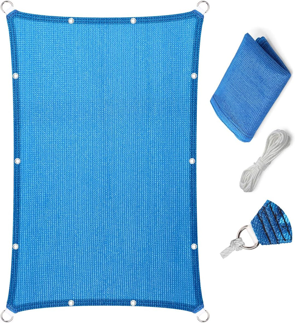 Eden's Decor Straight Flat Edge Sun Shade Sail with Grommets, Pergola Shade Cover Outdoo Sun Shade, Patio Shade, Deck Shade(Blue, 12' X 16')