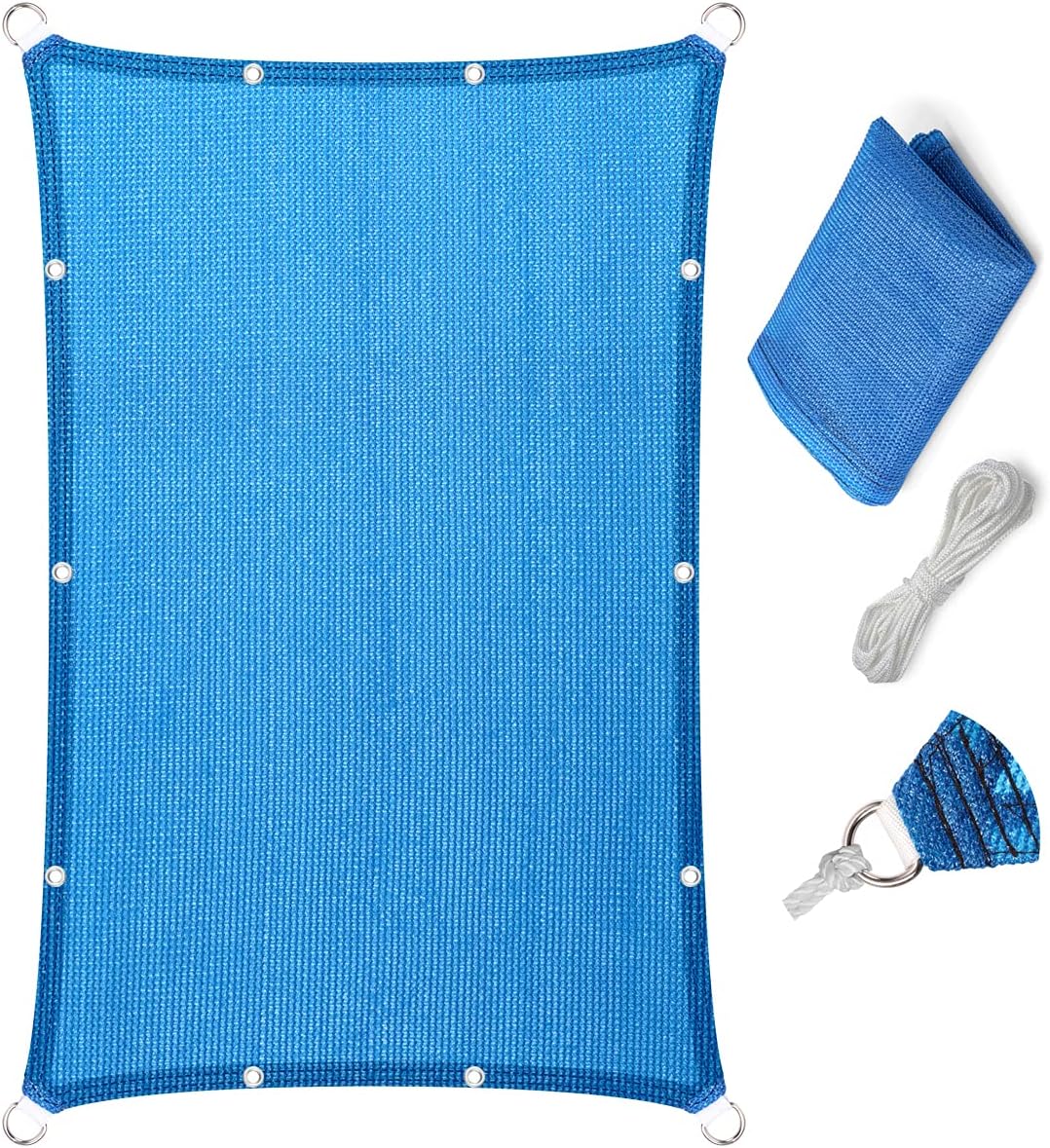 Eden's Decor Straight Flat Edge Sun Shade Sail with Grommets, Pergola Shade Cover Outdoo Sun Shade, Patio Shade, Deck Shade(Blue, 12' X 16')