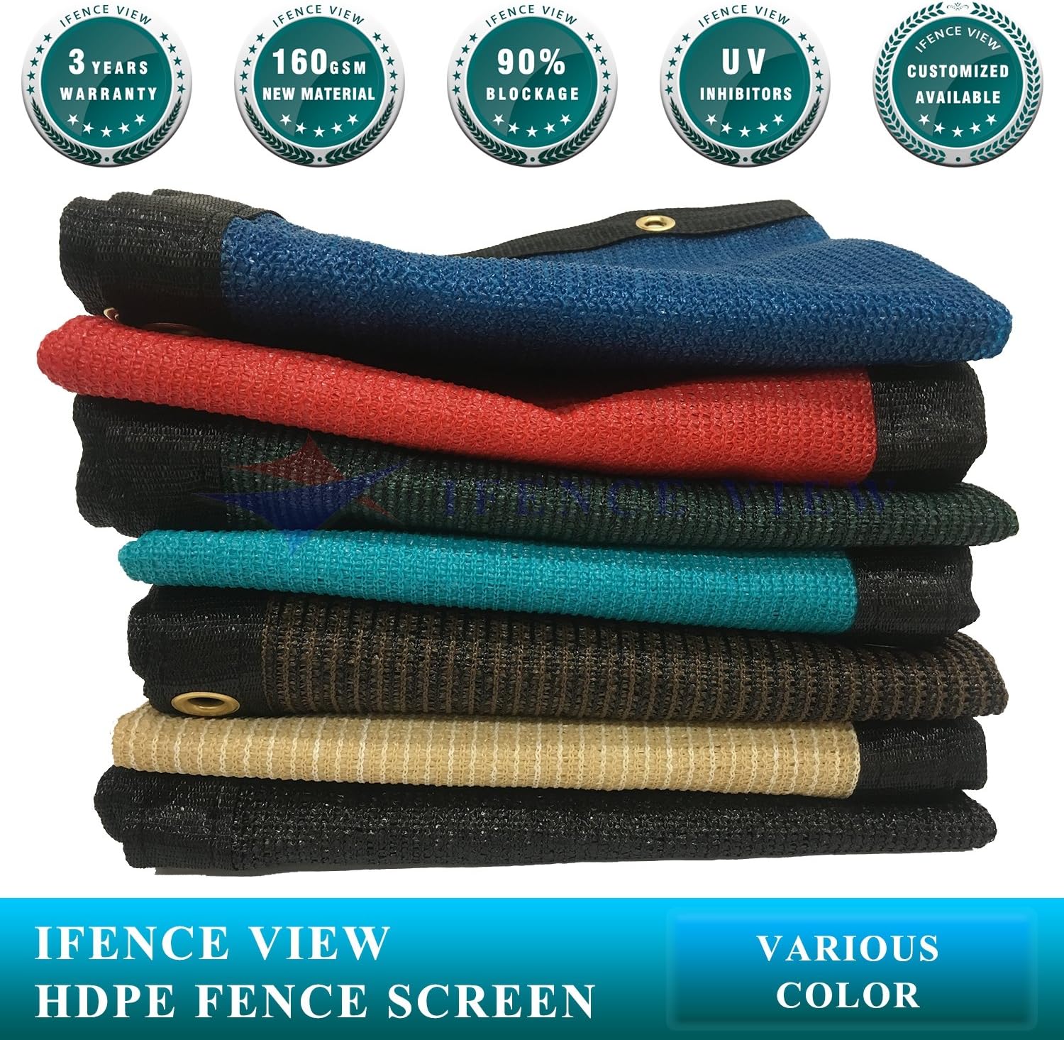 Ifenceview 6' x 1' to 6' x 100' Turquoise Green Shade Cloth Fabric Fence Privacy Screen Panels Mesh Net for Construction Site Gate Yard Driveway Garden Railing Pool Balcony Canopy Awning (6' x 100')