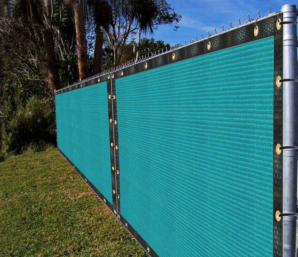 Ifenceview 6' x 1' to 6' x 100' Turquoise Green Shade Cloth Fabric Fence Privacy Screen Panels Mesh Net for Construction Site Gate Yard Driveway Garden Railing Pool Balcony Canopy Awning (6' x 62')