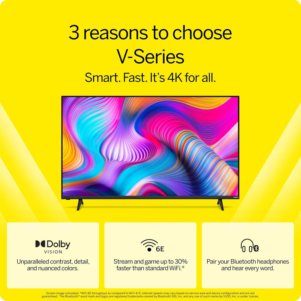 VIZIO 43-inch V-Series 4K LED HDR Smart TV w/Dolby Vision, WiFi 6E, Bluetooth Headphone Capable, AMD FreeSync & Alexa Compatibility, V435M-K04, 2023 Model