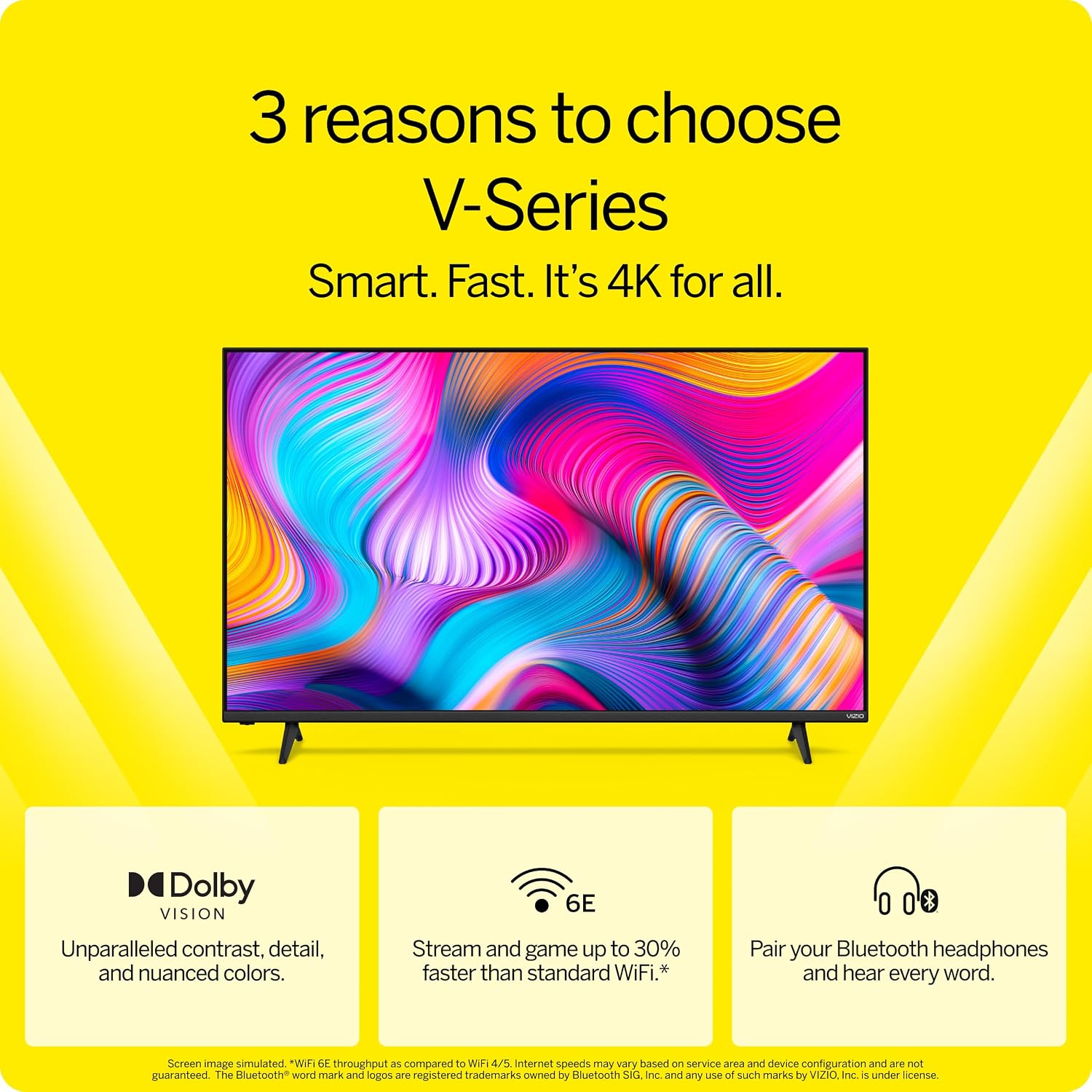 VIZIO 43-inch V-Series 4K LED HDR Smart TV w/Dolby Vision, WiFi 6E, Bluetooth Headphone Capable, AMD FreeSync & Alexa Compatibility, V435M-K04, 2023 Model