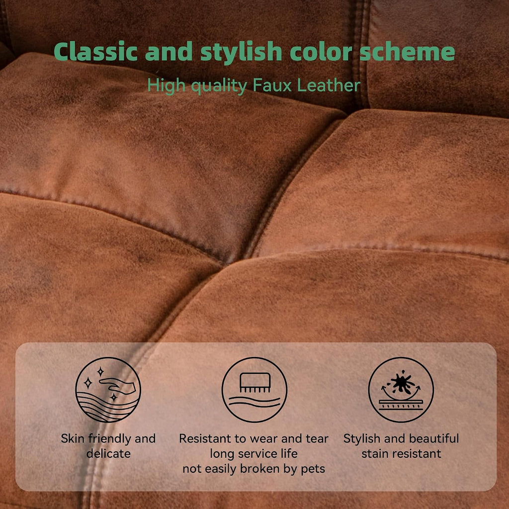 Opoiar 71' L Covertible Futon Sofa Bed,Faux Leather Futon Couch, Memory Foam Modern Loveseat Sleeper, Small Splitback Sofa Couches for Living Room,RV,Home Office,Apartment,Brown