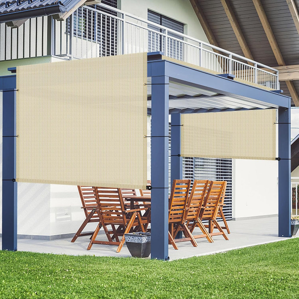 11' x 4' Pergola Shade Cover Replacement Canopy with Weighted Rods & Grommets UV Block Sun Shade Cloth for Outdoor Patio Deck Porch Backyard Gazebo, Beige, Customized Size