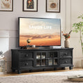SAVOR LIFE Farmhouse TV Stand for Living Room, Rustic Black Entertainment Center with Storage Cabinet,Wood TV Console with 4 Drawers,Modern TV Stands for Bedroom,Black