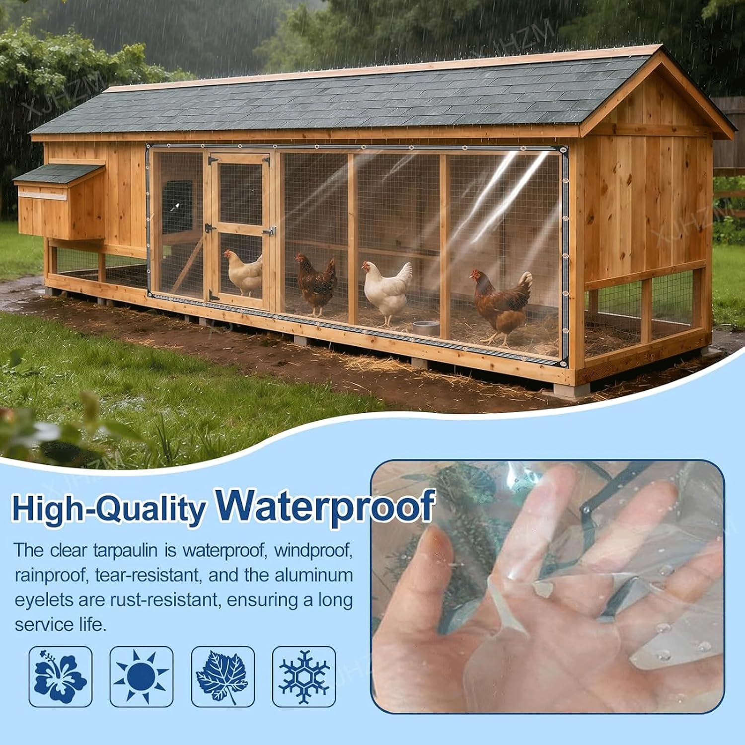 18x30 FT Pavilion Clear Tarp Heavy Duty - Waterproof Transparent Vinyl Cover with Reinforced Edges & Grommets, Tarpaulin for Pavilion, Gazebo, Pergola, Patio Outdoor Roof and Rain Protection
