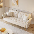 ERYE Tufted Futon Sofa Bed Modern Velvet Upholstered Loveseat Sleeper Futon Sofabed with Split Adjustable Backrest, Nailhead Decor and Elegant Golden Legs for Home Apartment RV Office Studio Bedroom