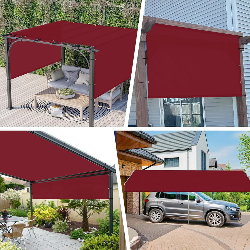 Windscreen4less 8' x 4' Universal Waterproof Replacement Shade Cover Canopy for Pergola Patio Privacy Shade Screen with Grommets on 2 Sides Includes Weighted Rods UV Block Red