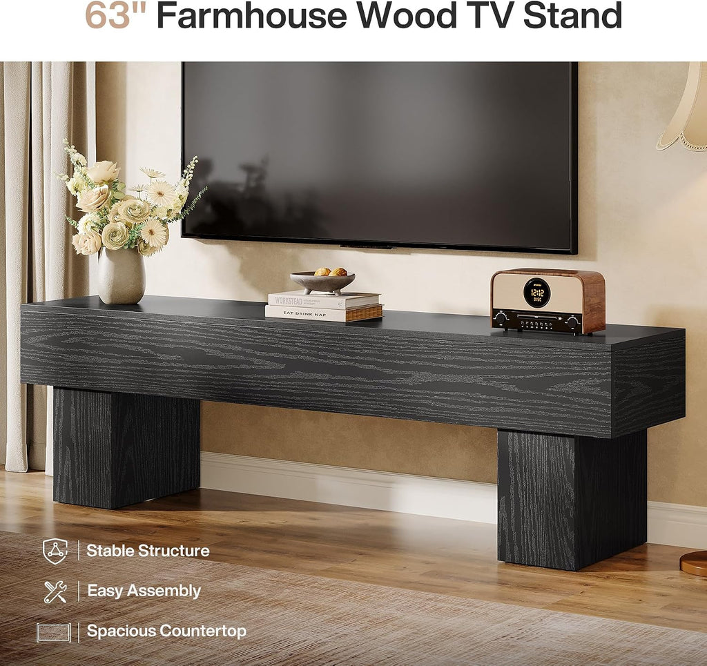 Tribesigns 63' TV Stand, Farmhouse Entertainment Center, Low TV Console Table for Living Room, Long Media Console Television Stands for 55/60/65 Inch TV