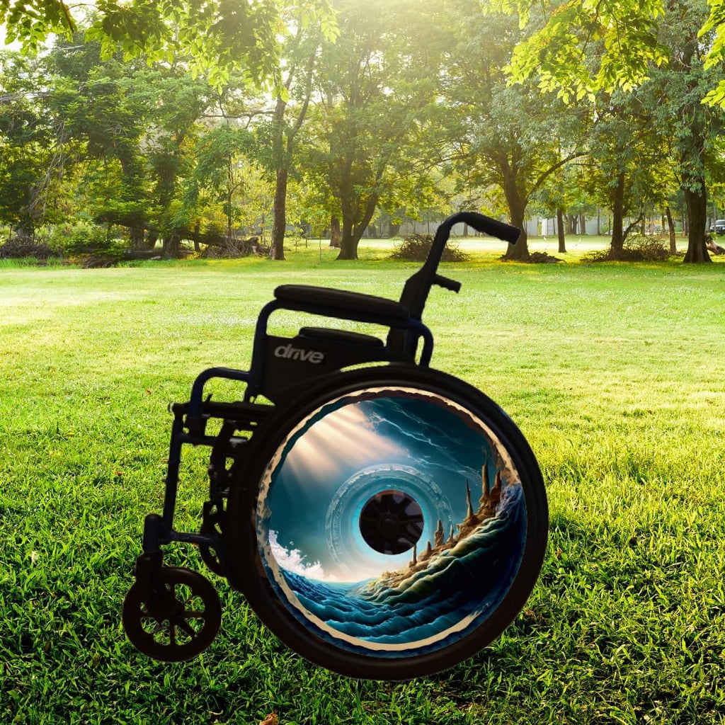Wheelchair Grad Gifts Wheel Covers Water Proof Designer Cover for Wheelchair Wheels, Enhances Aesthetics, Easy Install/Remove, Lightweight, Waterproof (Fantasyland).