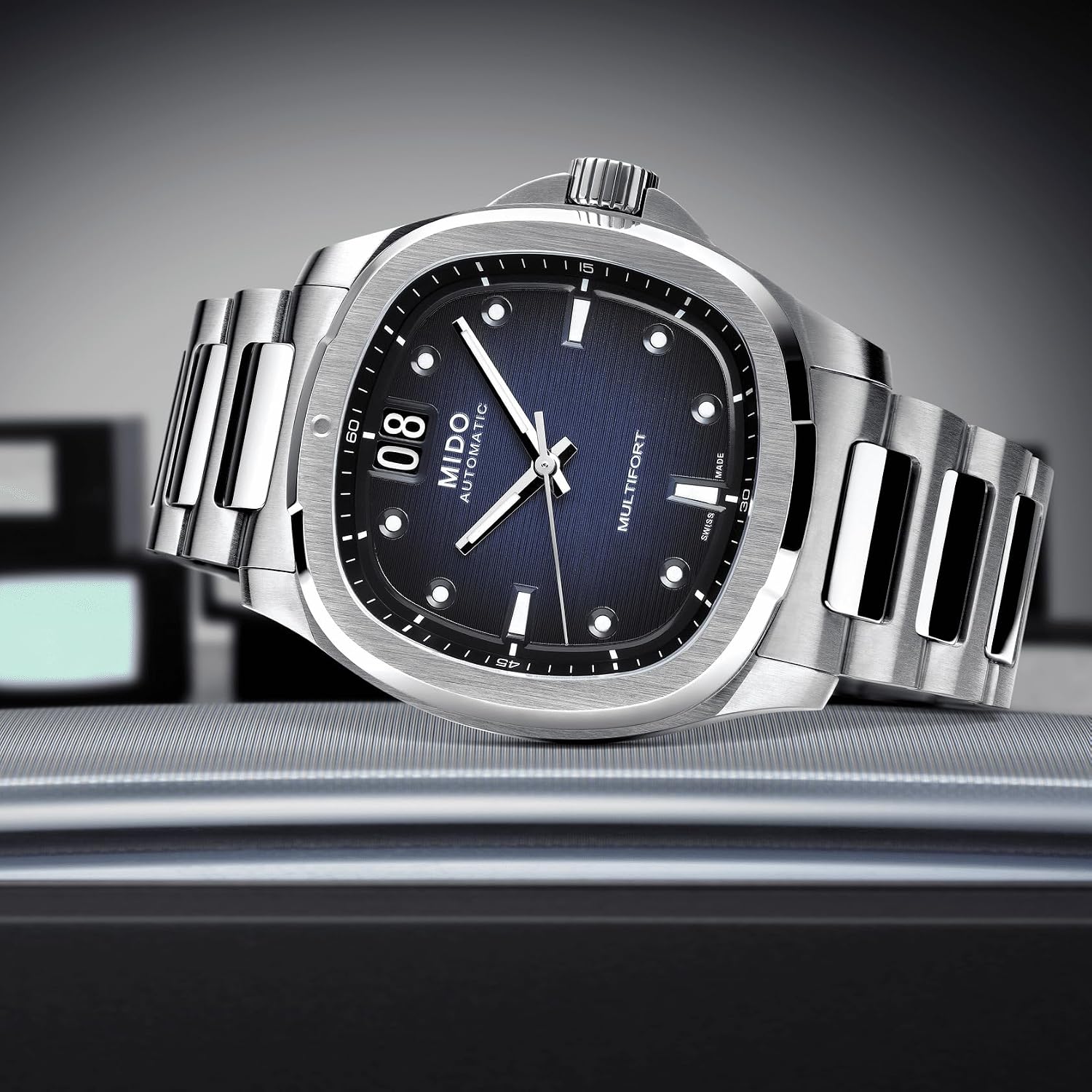 MIDO Multifort TV Big Date - Swiss Automatic Watch for Men - 40mm Case with Transparent Caseback