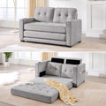 Convertible Sofa Bed, Pull Out Loveseat Sleeper Couch,Linen Fabric 2 in 1 Folding Couch Bed, Fold Out Floor Futon Couches with Cup Holder for Living Room, Bedroom,Small Space, Light Grey
