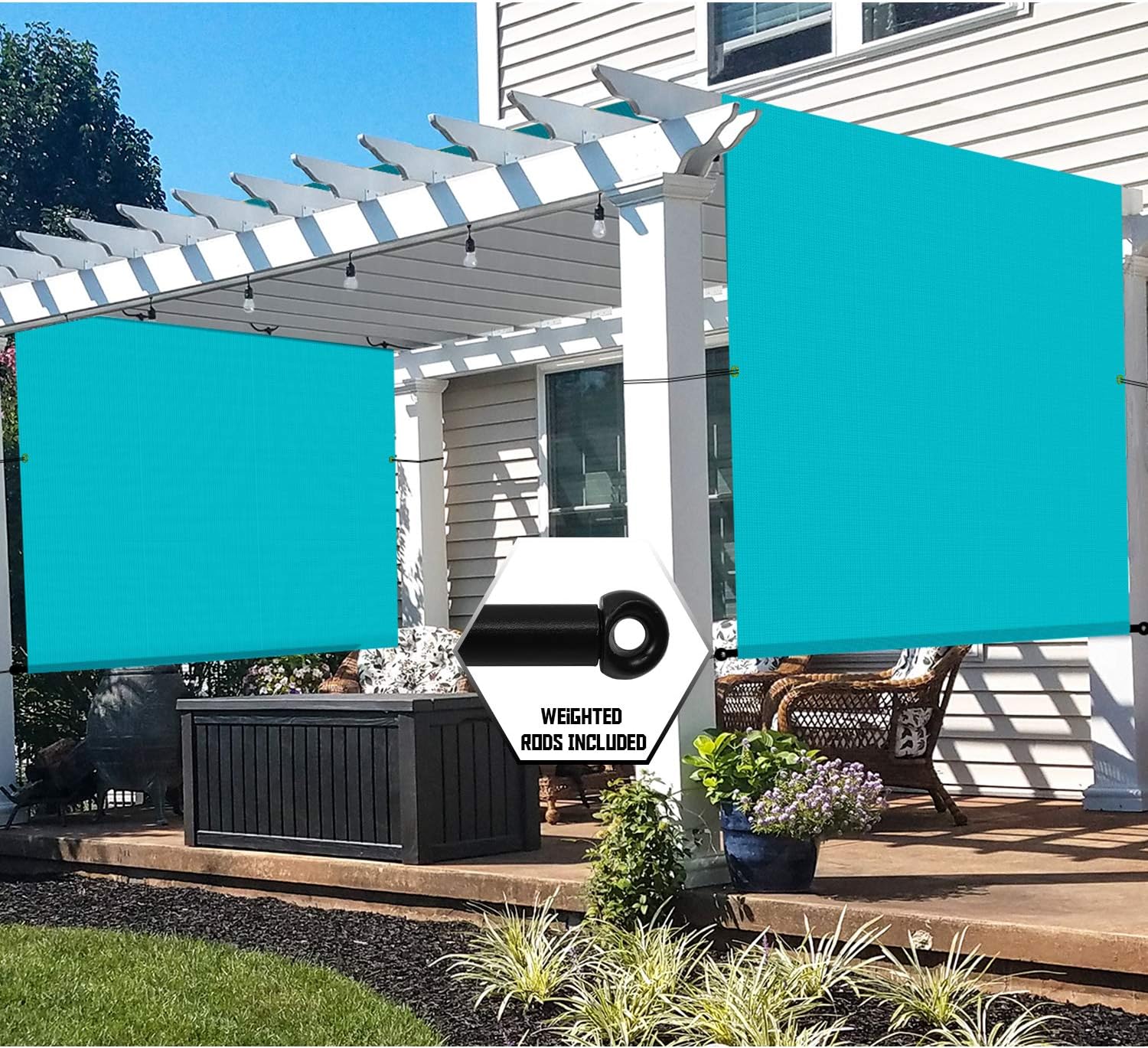 TANG 8' x 4' Outdoor Universal Pergola Replacement Cover Canopy Waterproof with Grommets Weight Rods Sun Shade Panel for Patio Backyard Turquoise Green
