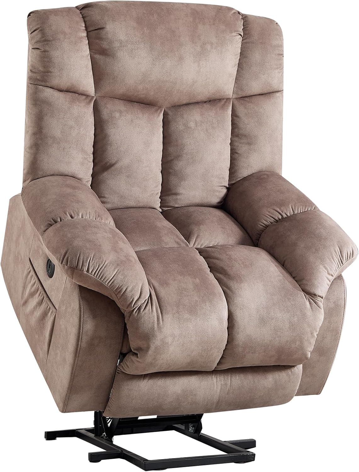 CANMOV Power Lift Recliner Chair for Elderly, Heavy Duty and Safety Motion Reclining Mechanism-Antiskid Fabric Sofa Living Room Chair with Overstuffed Design, Light Tan