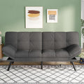 Opoiar Convertible Futon Sofa Bed,71' Memory Foam Futon Couch,Detachable Cushion,Adjustable Backrest & Armrest,Linen Modern Loveseat Sleeper Recliner for Living Room,Office,Apartment,Retro Grey