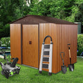 KEIKI 8x6 FT Outdoor Metal Storage Shed with Peaked Roof,Vents and Lockable Sliding Door for Garden Yard Lawn