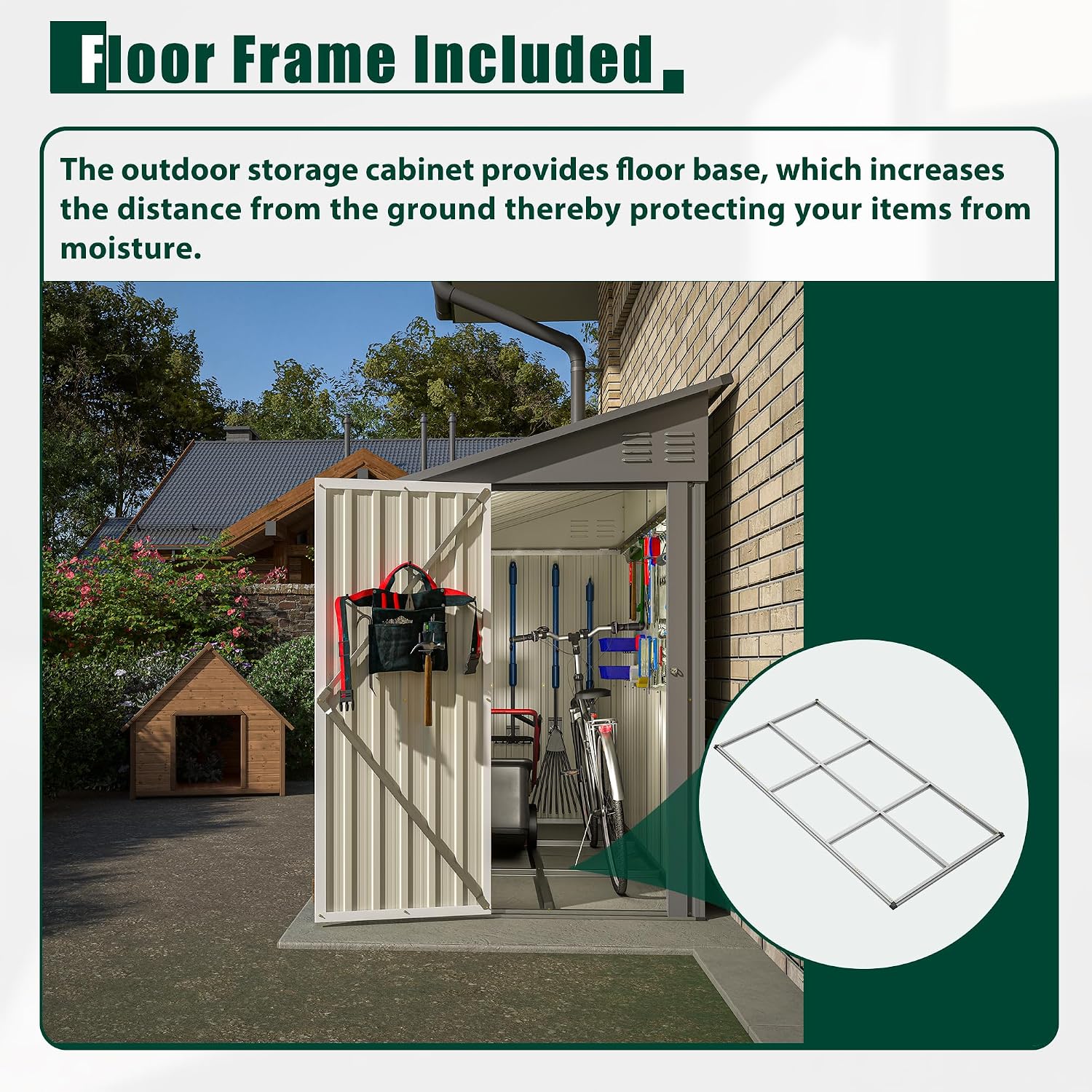 YOPTO 4×8 FT Lean to Metal Shed,Outdoor Heavy-Duty Storage Shed with Floor Base,All Weather Waterproof Garden Tool House W/Lockable Door&2 Air Vents,Reversible Door Design,for Backyard,Patio,Lawn,Gray
