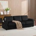 87.4' Oversized 3 Seater Couch, Upholstered Sofa for Living Room,Modern Deep Seat Comfy Loveseat Couches with Cup Holders,Corduroy Love Seat Sofa (Black)