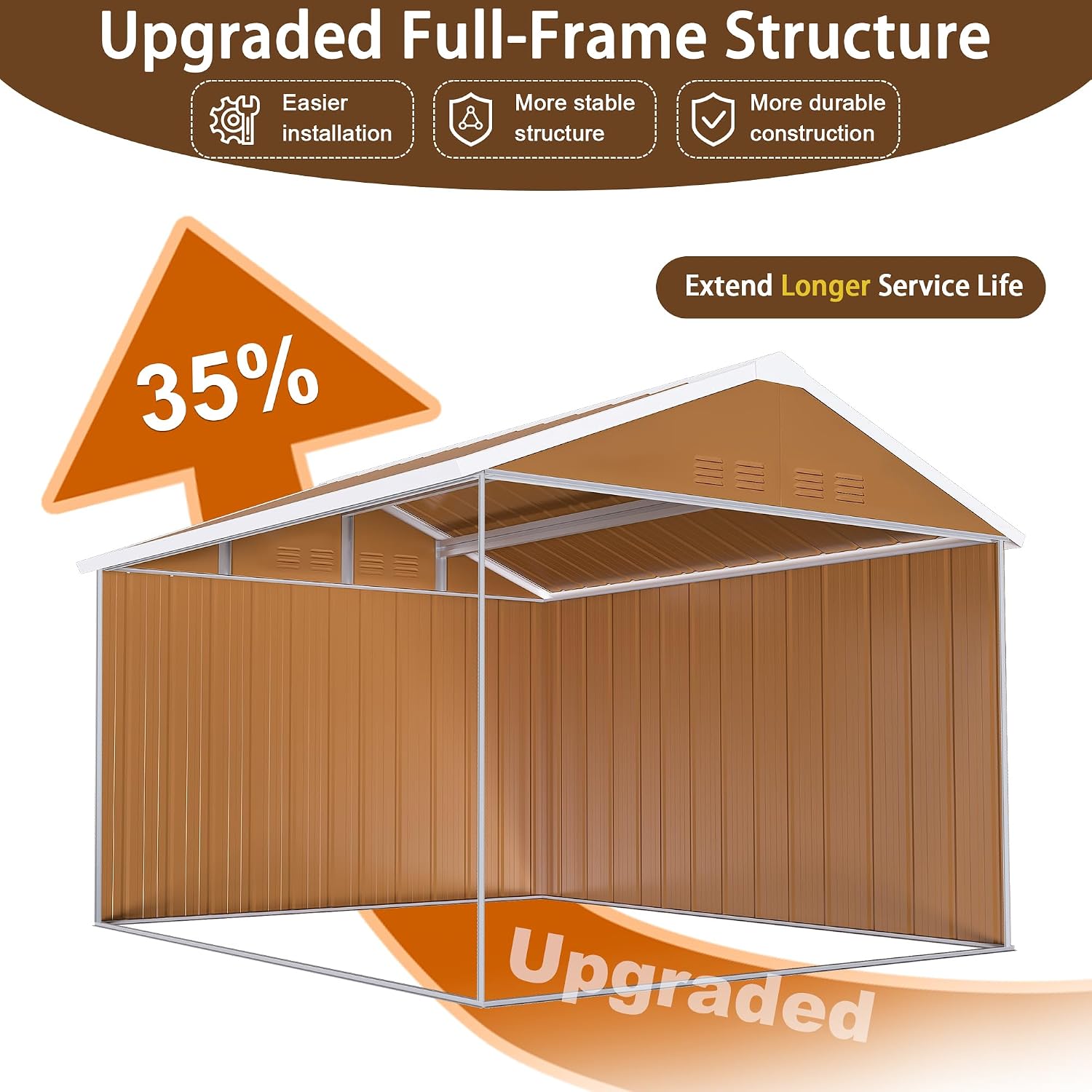 KEIKI 10FT x 8FT Heavy-Duty Metal Storage Shed, Outdoor Storage Shed with Window, Weatherproof Outdoor Garden Shed for Garden, Backyard, Patio, Lawn (Floor Not Included)