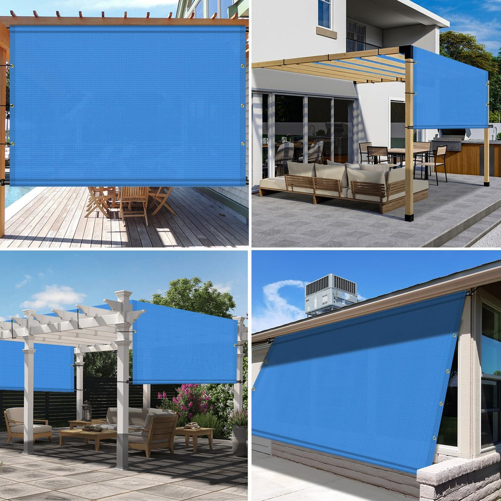 10' x 4' Universal Pergola Shade Cover Replacement Canopy with Grommets Weighted Rods Permeable for Outdoor Patio Porch Backyard Gazebo Blue