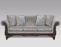 Hernen Carved Wood Frame Sofa, Gray